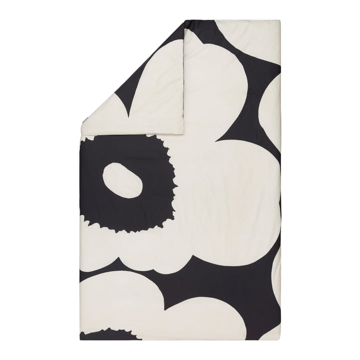 Iso Unikko comforter cover, 210 x 210 cm, off-white / charcoal by Marimekko