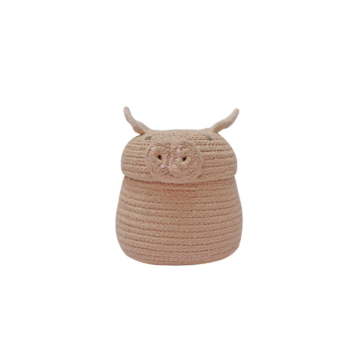 Play and storage basket, mini Peggy the Pig, pink by Lorena Canals