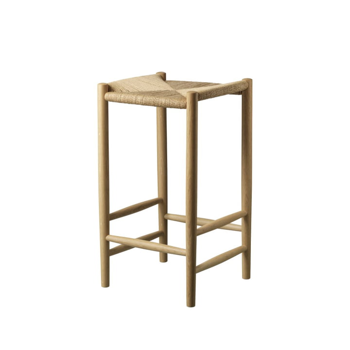 FDB Møbler - Jørgen Bækmark Bar stool J164C, H 67 cm, oak / natural, webbing / natural