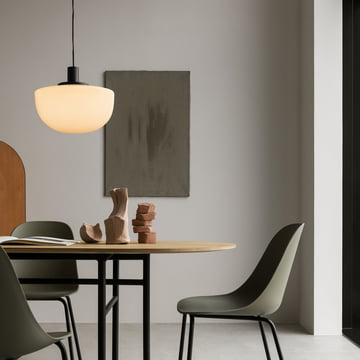 Bench Pendant Light and Harbour Dining Side Chair by Audo