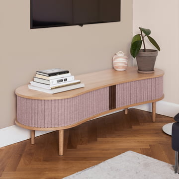 Audacious TV bench from Umage in oak / dusty rose