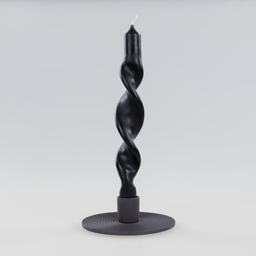 Nuuck - Ceramic candle holder Ø 12 x H 3.5 cm, charcoal black