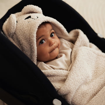 Wrap blanket for baby car seat, Bear Bouclé, oatmeal by Jollein