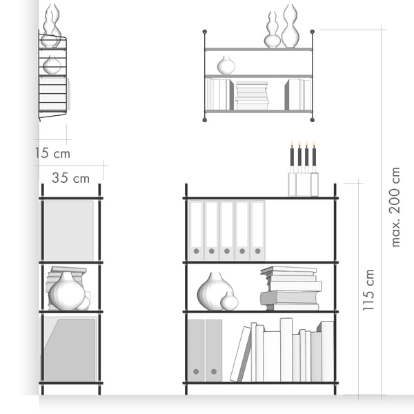 Depth of shelves / wall mounting