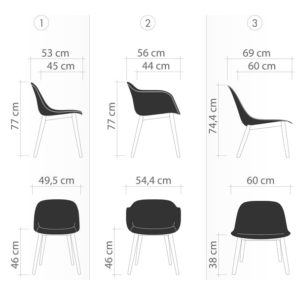 Fiber chairs and their seat shells