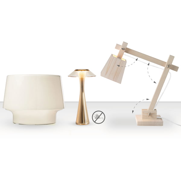 Form, design, function and light output of table lamps