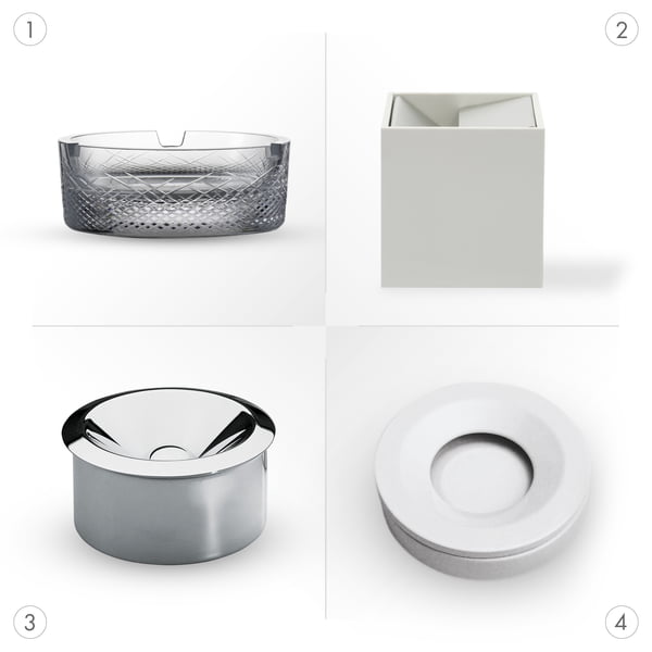 Ashtrays made of ceramic, stainless steel or glass