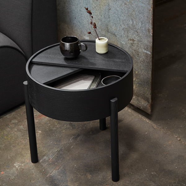 Arc Side table Ø 42 cm H 45 cm from Woud in ash black lacquered