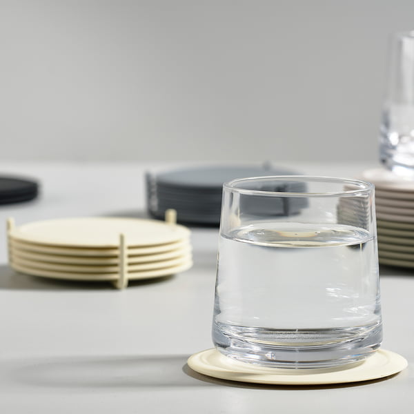 Glass coasters from Zone Denmark in limestone (set of 6)