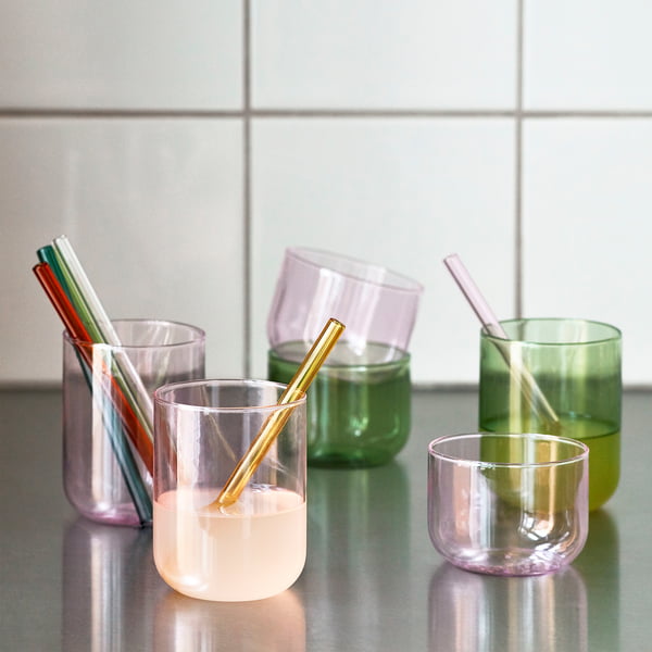 The Sip drinking straws and Tint drinking glasses from Hay