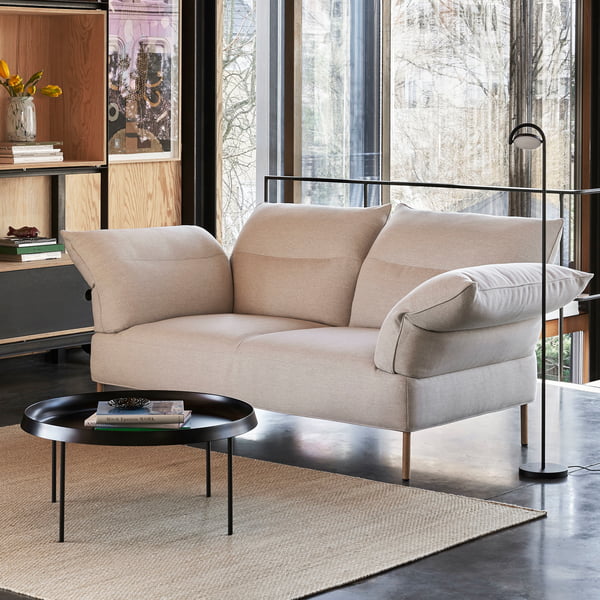 The Pandarine sofa, 2-seater, adjustable armrests, walnut oiled, fashion 9 of Hay in the bright living room